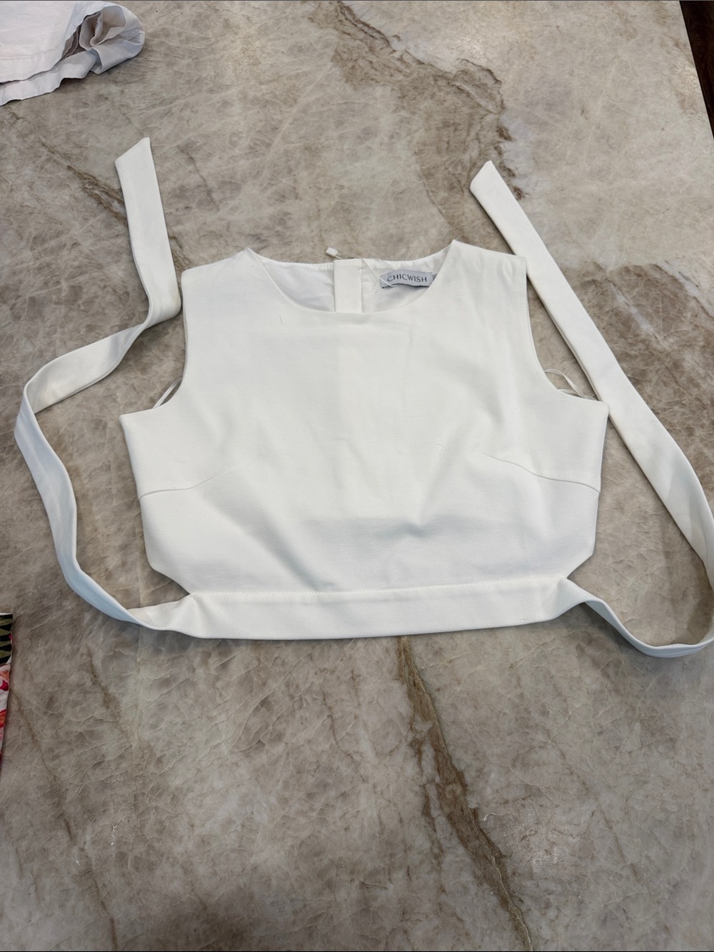 Chicwish White Tie-Back Crop Top size Large NWOT
